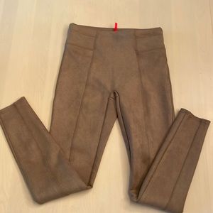 Spanx faux suede camel leggings